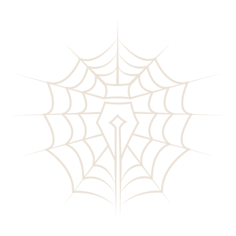 Pen-shaped spider web icon
